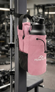 Pinke PeakGear-Sporttasche mit Handy- und Flaschenhalter